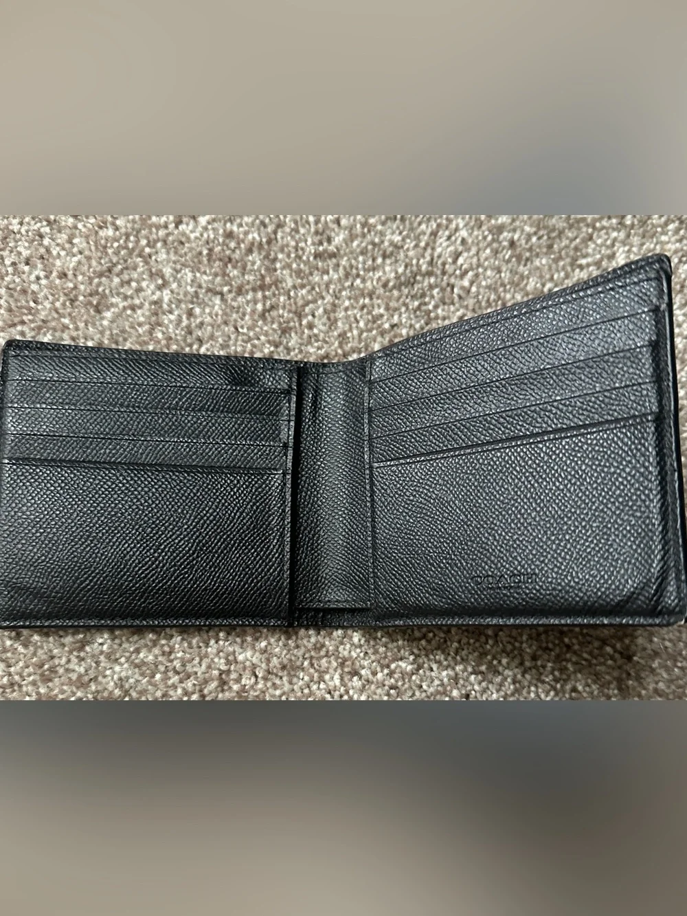 Coach Black Pebbled Leather Card Wallet